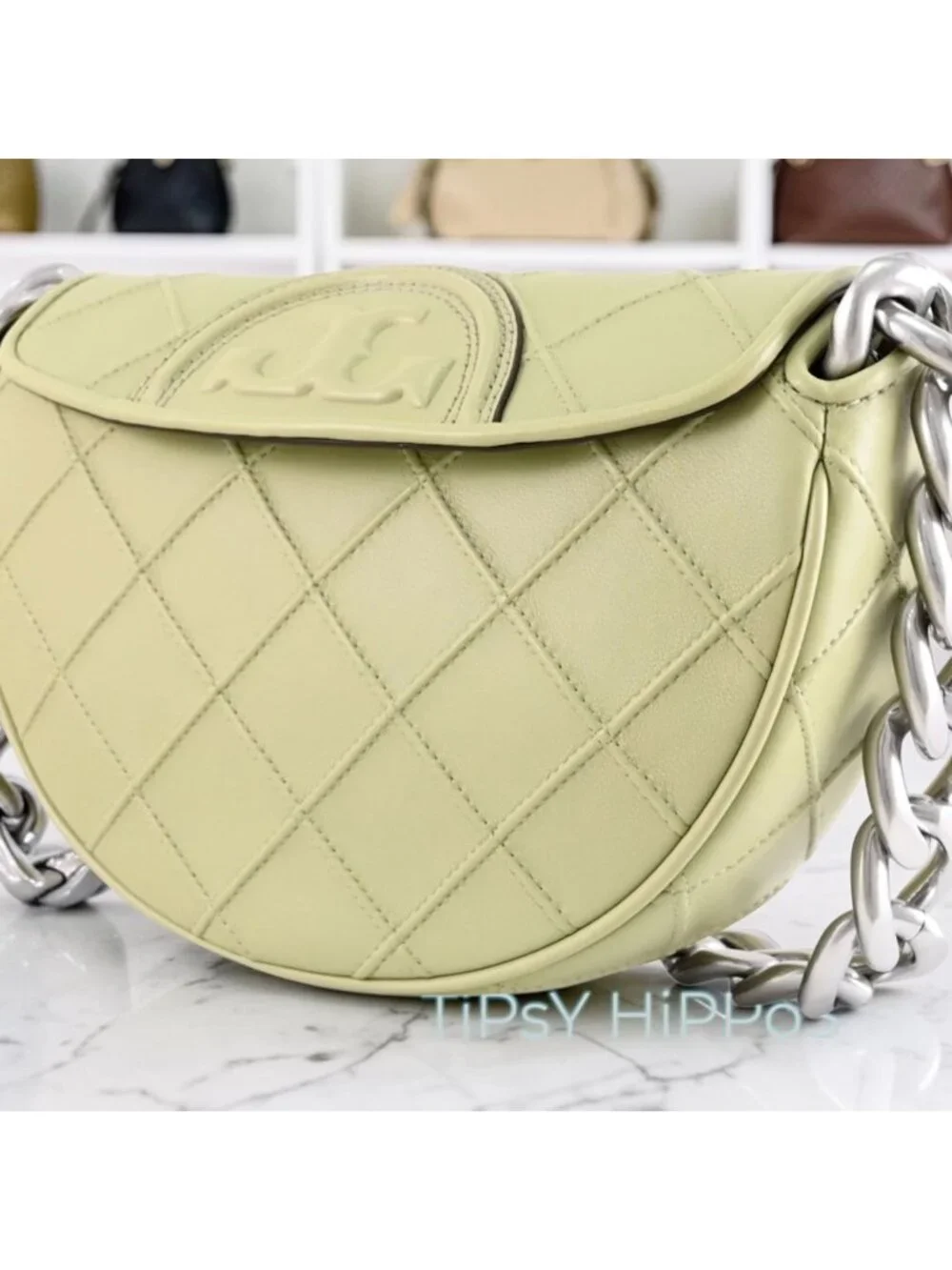 Stunning!!  RareTory Burch Olive Fleming Crescent Shoulder Bag- NWT